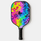Farbenfrohe wilde Cheetah Tye Dye Muster Pickleball Schläger (Vorderseite)