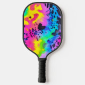 Farbenfrohe wilde Cheetah Tye Dye Muster Pickleball Schläger (Rückseite)