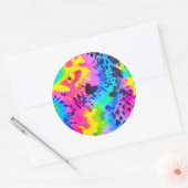 Farbenfrohe wilde Cheetah Tye Dye Muster Runder Aufkleber (Umschlag)