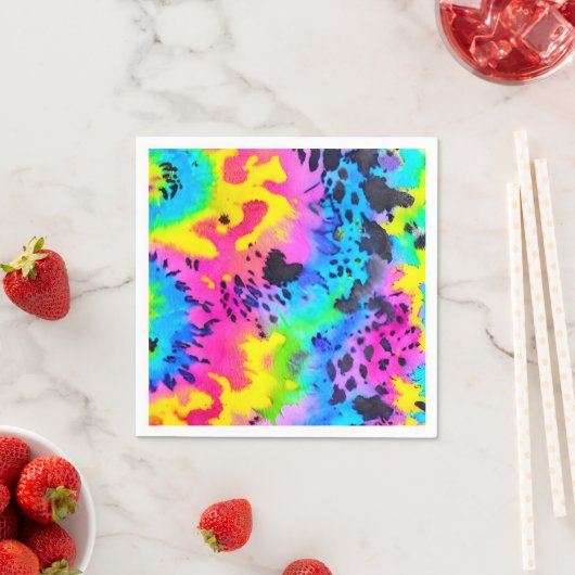 Farbenfrohe wilde Cheetah Tye Dye Muster Serviette (Beispiel)