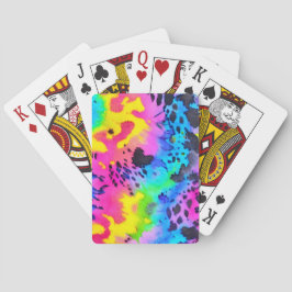 Farbenfrohe wilde Cheetah Tye Dye Muster Spielkarten