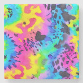 Farbenfrohe wilde Cheetah Tye Dye Muster Steinuntersetzer (Vorderseite)