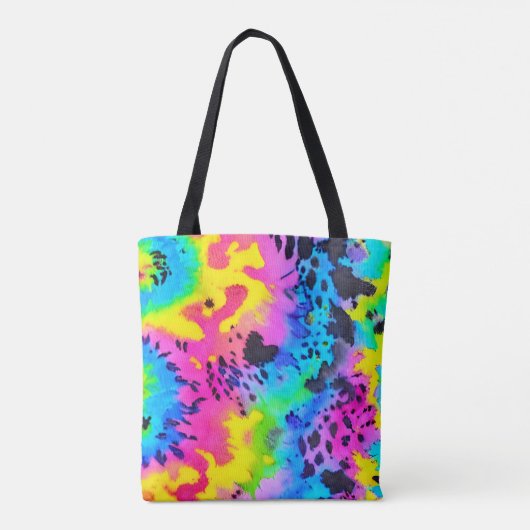 Farbenfrohe wilde Cheetah Tye Dye Muster Tasche (Rückseite)