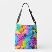 Farbenfrohe wilde Cheetah Tye Dye Muster Tragetaschen Mit Langen Trägern (Rückseite)