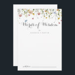 Farbenfrohe, wilde Hochzeiten, Worte der Weisheit Hinweiskarte<br><div class="desc">Diese farbenfrohe wilde Hochzeitsworte der Weisheitsratenkarte ist perfekt für eine rustikale Hochzeit. Das Design bietet handbemalte Aquarellfarbe schöne rosa, rot, blau, marinebasiert, gelb, lila und grün wilde Blume. Diese Karten sind ideal für Hochzeiten, Brautparty, Babydusche, Graduiertenfest u.v.m. Personalisieren Sie die Karten mit den Namen der Braut und Bräutigam, den Eltern,...</div>