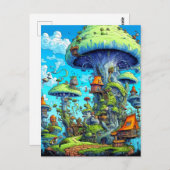 Farbenfrohe, wilde Psychedelic Mushrooms Wohnung Postkarte (Vorne/Hinten)