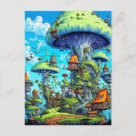 Farbenfrohe, wilde Psychedelic Mushrooms Wohnung Postkarte