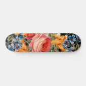 Farbenfrohe Wilde Rose Blumenmuster Skateboard (Horizontal)