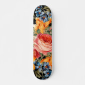 Farbenfrohe Wilde Rose Blumenmuster Skateboard (Vorne)