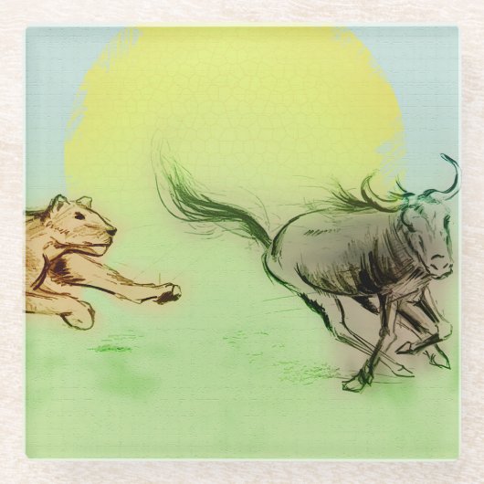 Farbenfrohe wilde Tiere Chase, Untersetzer aus fei (Vorderseite)