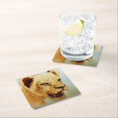 Farbenfrohe wilde Tiere - Löwe, maßgeschneiderter Rechteckiger Pappuntersetzer (Vor Ort)