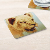 Farbenfrohe wilde Tiere - Löwe, maßgeschneiderter Rechteckiger Pappuntersetzer (angewinkelt)
