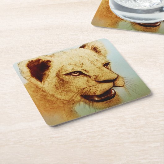 Farbenfrohe wilde Tiere - Löwe, maßgeschneiderter Rechteckiger Pappuntersetzer (angewinkelt)