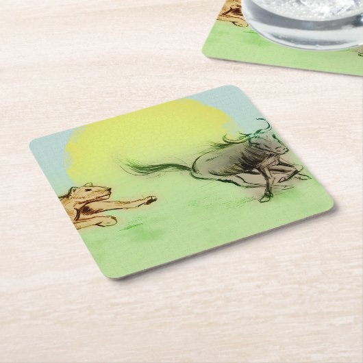 Farbenfrohe wilde Tiere, maßgeschneiderter Unterse Rechteckiger Pappuntersetzer (angewinkelt)