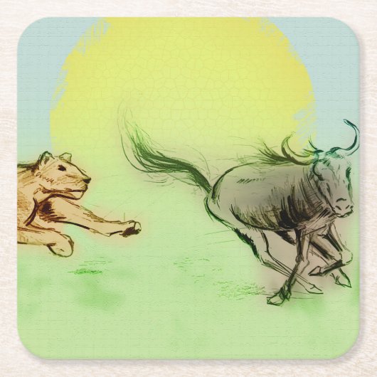 Farbenfrohe wilde Tiere, maßgeschneiderter Unterse Rechteckiger Pappuntersetzer (Vorderseite)