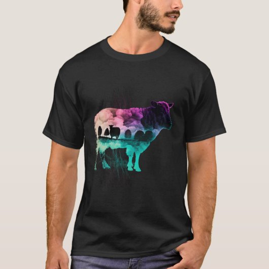 Farbenfrohe Wildnis Natur Schafreflexion T-Shirt (Vorderseite)