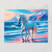 Farbenfrohe Wildpferde müssen Küstenlandschaft Postkarte (Vorderseite)