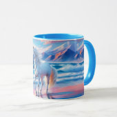 Farbenfrohe Wildpferde müssen Küstenlandschaft Tasse (VorderseiteRechts)