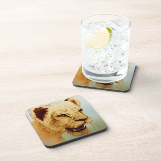 Farbenfrohe Wildtiere - Löwe, 6 Untersetzer aus Ku (Rechte Seite)