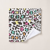 Farbenfrohe Wildtiere & tropische Blätter Badhandtuch Set (Waschlappen)