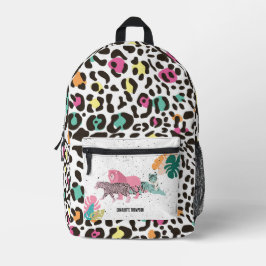 Farbenfrohe Wildtiere & tropische Blätter Bedruckter Rucksack