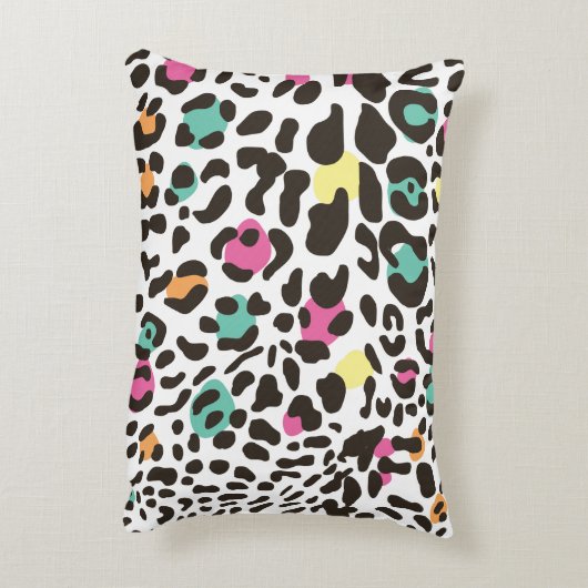 Farbenfrohe Wildtiere & tropische Blätter Dekokissen (Rückseite(Vertikal))