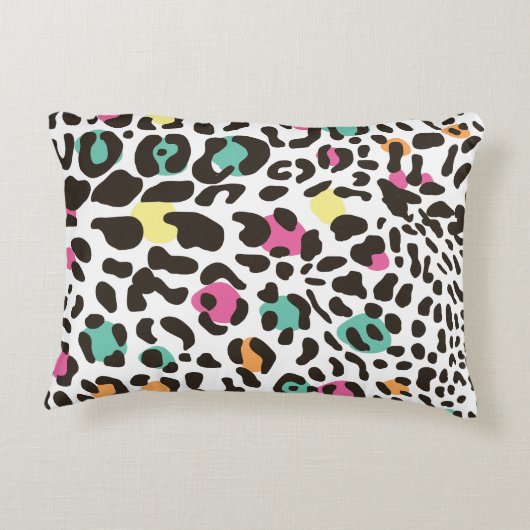 Farbenfrohe Wildtiere & tropische Blätter Dekokissen (Rückseite)