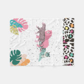 Farbenfrohe Wildtiere & tropische Blätter Fleecedecke (Vorderseite (Horizontal))