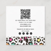 Farbenfrohe Wildtiere & tropische Blätter QR-Code Quadratische Visitenkarte (Rückseite)