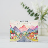 Farbenfrohe Willkommen in den Bergen der Nachbarsc Postkarte (Stehend Vorderseite)