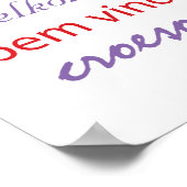 Farbenfrohe Willkommen Viele Sprachen Modernes Wei Poster (Ecke)