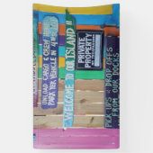 Farbenfrohe Willkommensinsel Zeichen Karibik Banner (Vertikal)