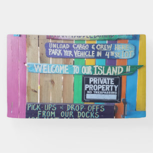 Farbenfrohe Willkommensinsel Zeichen Karibik Banner