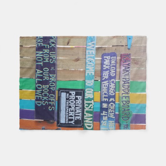 Farbenfrohe Willkommensinsel Zeichen Karibik Fleecedecke (Vorderseite (Horizontal))