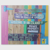 Farbenfrohe Willkommensinsel Zeichen Karibik Geschenkpapier (Flach)