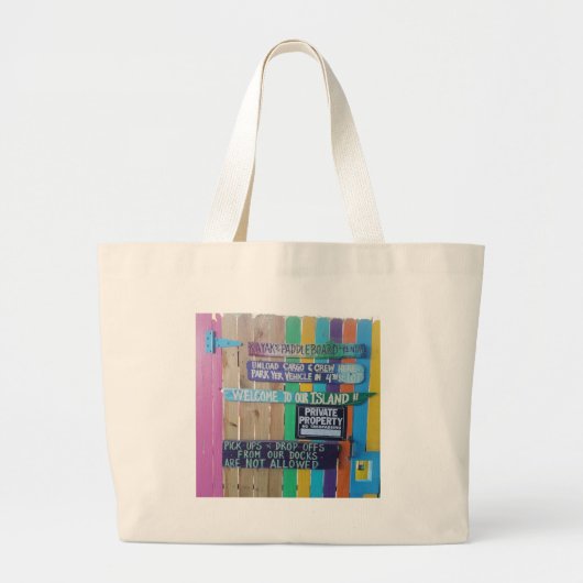 Farbenfrohe Willkommensinsel Zeichen Karibik Jumbo Stoffbeutel (Vorne)