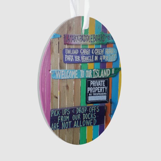 Farbenfrohe Willkommensinsel Zeichen Karibik Ornament (Vorderseite)