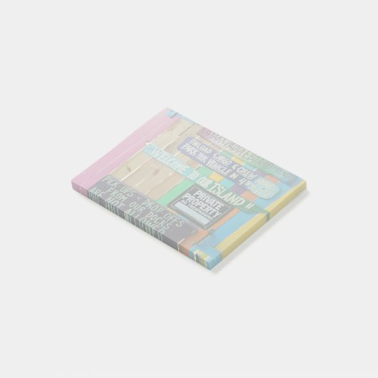 Farbenfrohe Willkommensinsel Zeichen Karibik Post-it Klebezettel (angewinkelt)