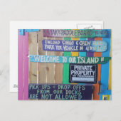 Farbenfrohe Willkommensinsel Zeichen Karibik Postkarte (Vorne/Hinten)
