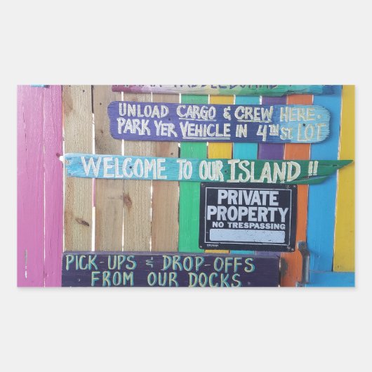 Farbenfrohe Willkommensinsel Zeichen Karibik Rechteckiger Aufkleber (Vorderseite)