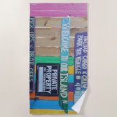 Farbenfrohe Willkommensinsel Zeichen Karibik Strandtuch (Vorderseite)