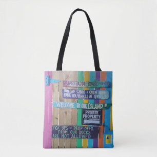 Farbenfrohe Willkommensinsel Zeichen Karibik Tasche