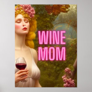 Farbenfrohe Wine Mama Zitat Weingekochtes Poster