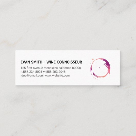 Farbenfrohe Wine Stain Mini Visitenkarte (Vorderseite)