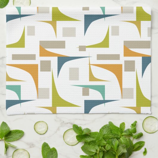 Farbenfrohe Winkel Mitte des Jahrhunderts Modernes Geschirrtuch (Gefaltet)