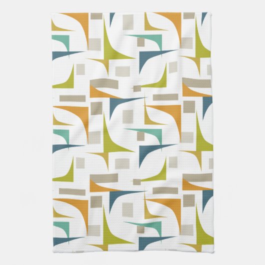 Farbenfrohe Winkel Mitte des Jahrhunderts Modernes Geschirrtuch (Vertikal)