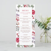 Farbenfrohe Winter Berries Rahmen Wedgemenü Menükarte (Stehend Vorderseite)