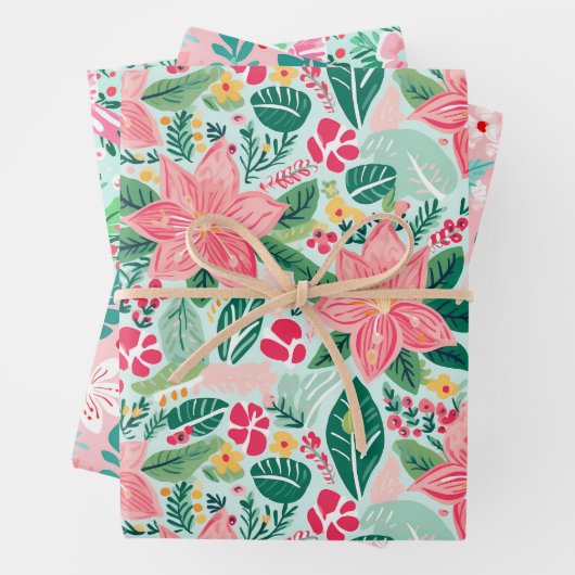 Farbenfrohe Winter Floral Holiday Wrapping Papier (Beispiel)