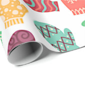 Farbenfrohe Winter Mittens Geschenkpapier (Rolleneckpunkt)
