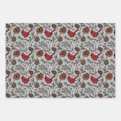 Farbenfrohe Winter Roter Kardinal & Pine Cones Geschenkpapier Set (Vorderseite 3)